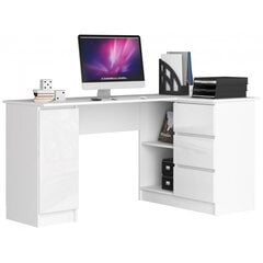 NORE B20 -kirjoituspöytä, hyllystö oikealla, 155 x 77 x 85 cm, valkoinen korkeakiilto hinta ja tiedot | Tietokonepöydät ja työpöydät | hobbyhall.fi