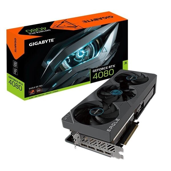 Gigabyte NVIDIA GeForce RTX 4080, 6 GB|GDDR6X|256 bit|PCIE 4.0 16x|GPU 2520 MHz|1xHDMI|3xDisplayPort|GV-N4080EAGLEOC-16GD