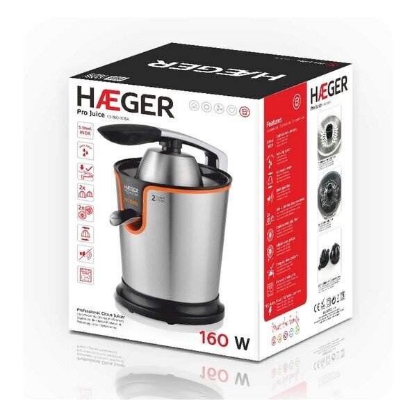 Haeger Pro Juice 160 W Mehupuristin hinta ja tiedot | Mehupuristimet ja mehulingot | hobbyhall.fi