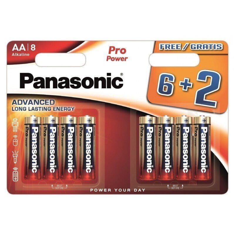 Paristot Panasonic LR6PPG/8B (6+2) hinta ja tiedot | Paristot | hobbyhall.fi
