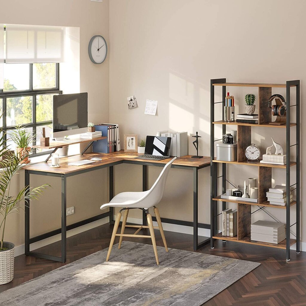 Kulmatyöpöytä näyttötasolla LWD56X, ruskea/musta hinta ja tiedot | Tietokonepöydät ja työpöydät | hobbyhall.fi