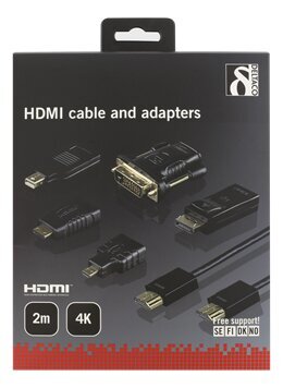 Deltaco HDMI-251, Micro HDMI, Mini HDMI, DisplayPort, Mini DisplayPort, DVI, HDMI, 2m hinta ja tiedot | Kaapelit ja adapterit | hobbyhall.fi