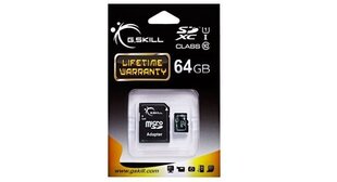 Atminties kortelė G.Skill microSDXC 64 GB, klasė 10 UHS-I + Adapteris hinta ja tiedot | G.Skill Puhelimet, älylaitteet ja kamerat | hobbyhall.fi
