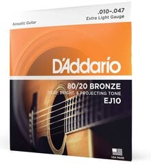 Akustisen kitaran kielet D’Addario EJ10 .10 hinta ja tiedot | D'Addario Kodinkoneet ja kodinelektroniikka | hobbyhall.fi