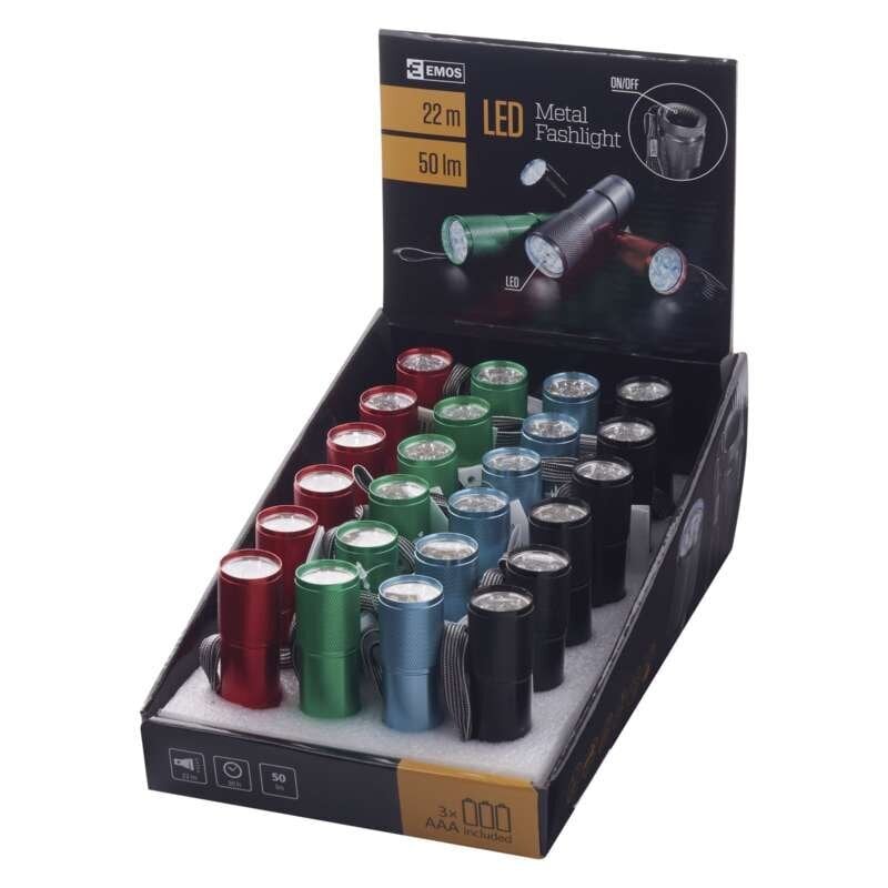 Metallinen taskulamppu EMOS 9 LED 3xAAA (paristot mukana) hinta ja tiedot | Taskulamput ja valonheittimet | hobbyhall.fi