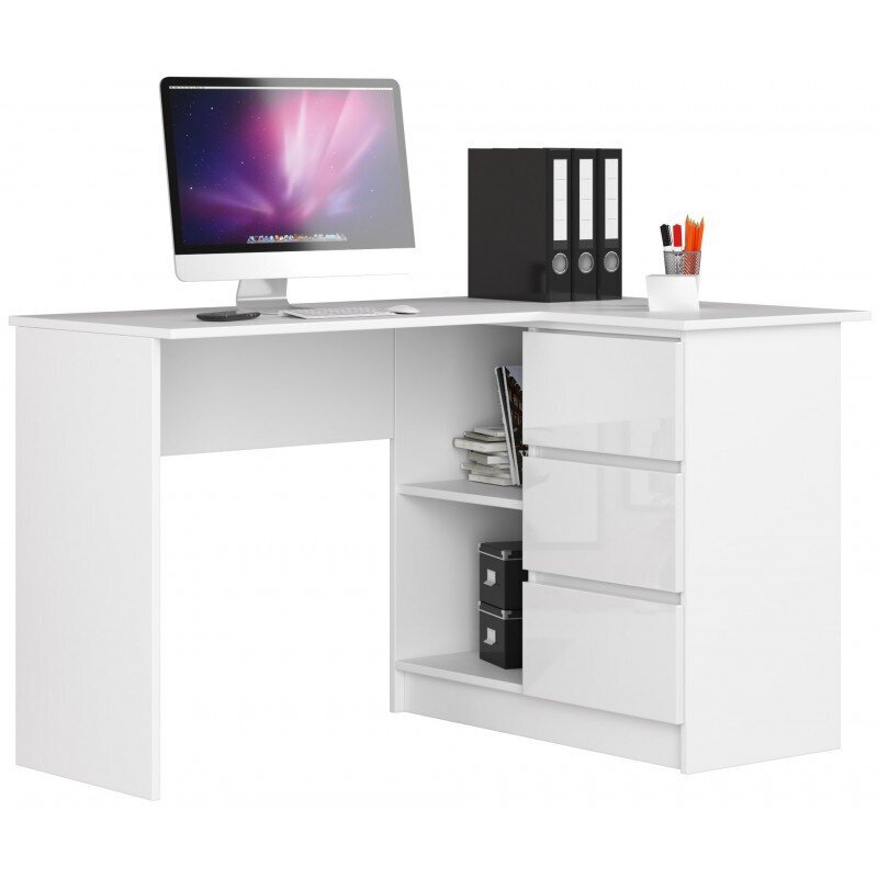 NORE CLP -kirjoituspöytä, hyllystö oikealla, 124,5 x 77 x 85 cm, valkoinen / tummanharmaa hinta ja tiedot | Tietokonepöydät ja työpöydät | hobbyhall.fi