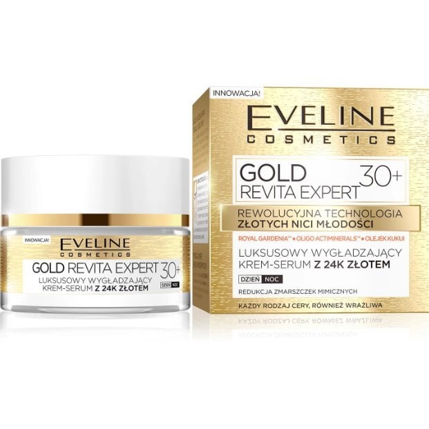 Silottava kasvovoide-seerumi Eveline Gold Revita Expert 30+ 50 ml hinta ja tiedot | Kasvovoiteet | hobbyhall.fi