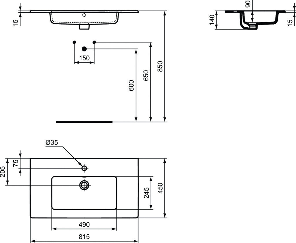 Pesuallas Ideal Standard Tempo, 81,5 x 45 cm, E066901 hinta ja tiedot | Pesualtaat | hobbyhall.fi