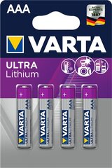 Varta Lithium AAA paristot, 4 kpl. hinta ja tiedot | Paristot | hobbyhall.fi
