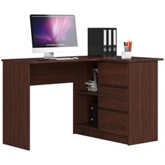 NORE B16 -kirjoituspöytä, hyllystö oikealla, 124,7 x 77 x 85 cm, tummanruskea hinta ja tiedot | Tietokonepöydät ja työpöydät | hobbyhall.fi