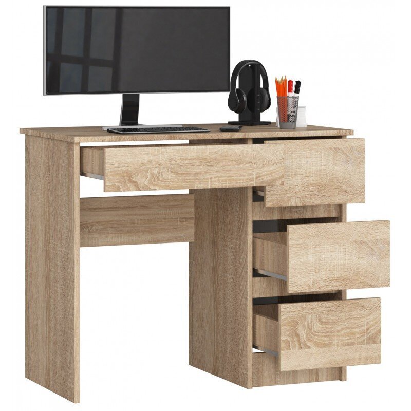 Nore A7 -kirjoituspöytä, oikeanpuoleinen, 90 x 77 x 50 cm, sonoma tammi hinta ja tiedot | Tietokonepöydät ja työpöydät | hobbyhall.fi