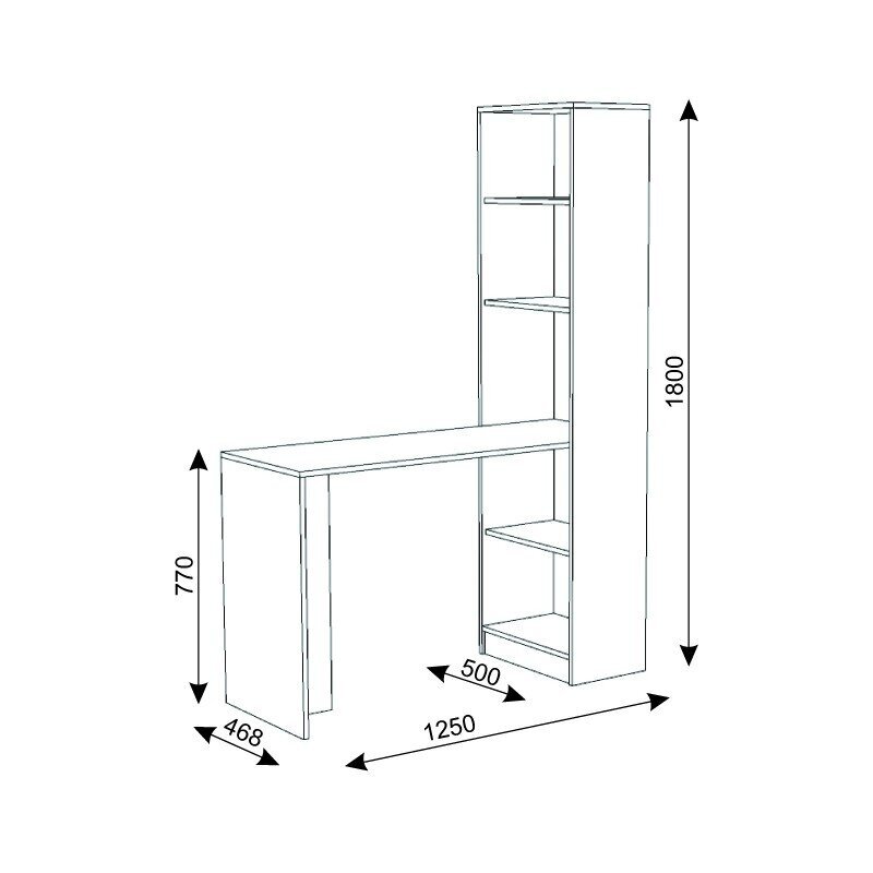 NORE Smart -kirjoituspöytä, hyllyllä, 125 x 77 x 46,8 cm, vaaleanruskea hinta ja tiedot | Tietokonepöydät ja työpöydät | hobbyhall.fi