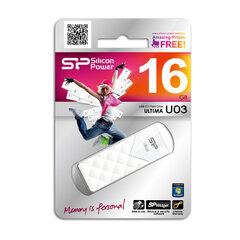 Silicon Power -muistitikku USB Ultima U03 16GB USB 2.0 White hinta ja tiedot | Muistitikut | hobbyhall.fi