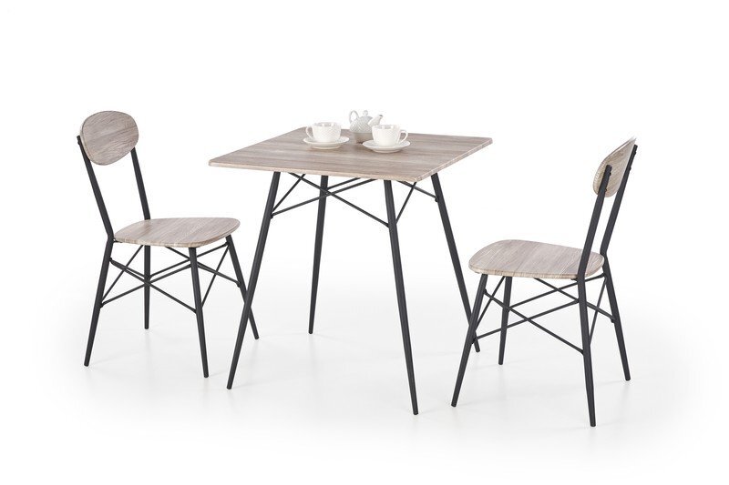Keittiön pöytä ja 2 tuolia, Kabir, tammi/musta hinta ja tiedot | Ruokailuryhmät | hobbyhall.fi