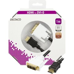 Deltaco HDMI-110-K, HDMI, DVI, 1m hinta ja tiedot | Kaapelit ja adapterit | hobbyhall.fi