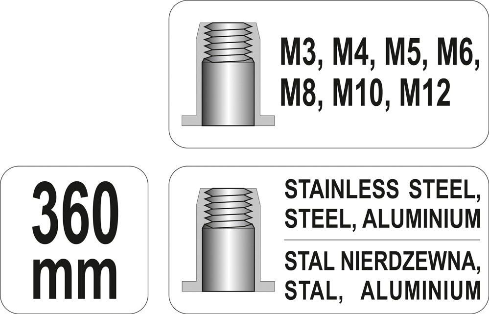 Niittipihdit Yato 360mm-M8 (YT-36128) hinta ja tiedot | Käsityökalut | hobbyhall.fi