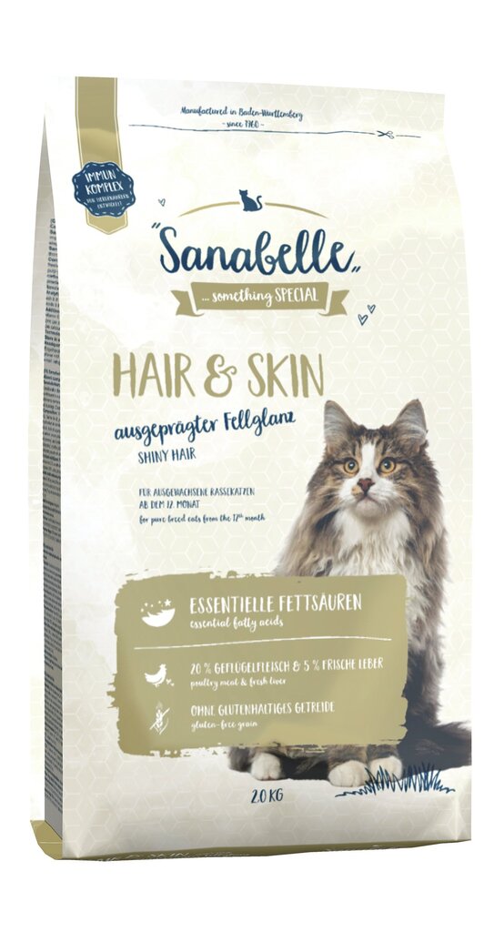 Sanabelle täysravinto terveelle turkille ja iholle Hair & Skin, 2 kg hinta ja tiedot | Kissan kuivaruoka | hobbyhall.fi