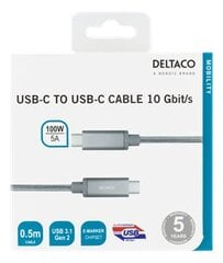 Deltaco USBC-1416M, USB C-kaapeli, 0,5 m hinta ja tiedot | Puhelinkaapelit | hobbyhall.fi