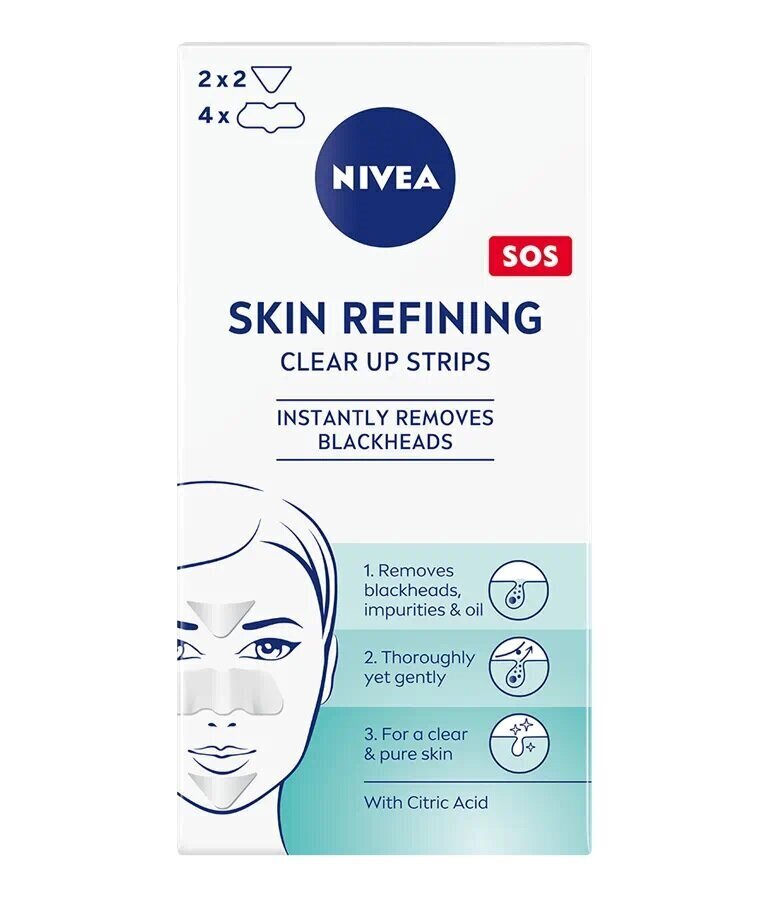 Nivea Skin Refining Clear-Up Strips, 6 kpl hinta ja tiedot | Kasvonaamiot ja silmänalusaamiot | hobbyhall.fi