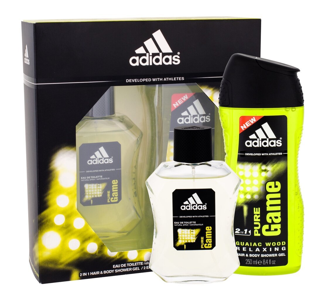 Adidas Pure Game: EDT miehille 100 ml + suihkugeeli 250 ml hinta ja tiedot | Miesten hajuvedet | hobbyhall.fi