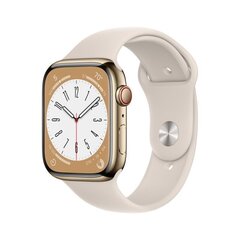 Apple Watch Series 8 GPS + Cellular 45mm Gold ruostumaton teräskuori ,Starlight urheiluranneke - MNKM3 hinta ja tiedot | Älykellot | hobbyhall.fi