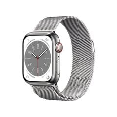 Apple Watch Series 8 GPS + Cellular 41mm Silver ruostumaton teräskuori ,Silver milanolaisranneke MNJ83 hinta ja tiedot | Älykellot | hobbyhall.fi
