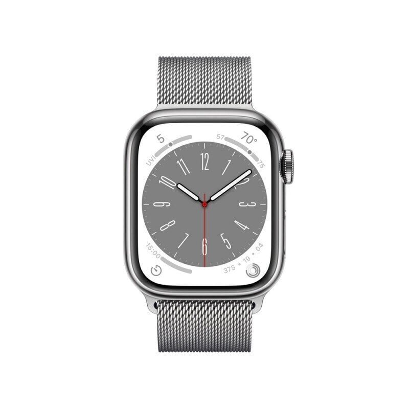 Apple Watch Series 8 GPS + Cellular 41mm Silver ruostumaton teräskuori ,Silver milanolaisranneke MNJ83 hinta ja tiedot | Älykellot | hobbyhall.fi