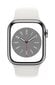 Apple Watch Series 8 GPS + Cellular 45mm Silver ruostumaton teräskuori ,White urheiluranneke - MNKE3 hinta ja tiedot | Älykellot | hobbyhall.fi