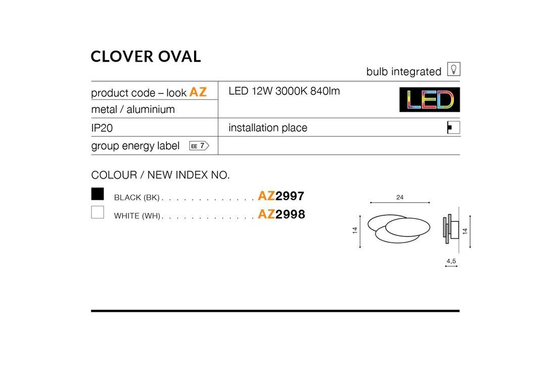 Seinävalaisin Azzardo Clover AZ2998 hinta ja tiedot | Seinävalaisimet | hobbyhall.fi