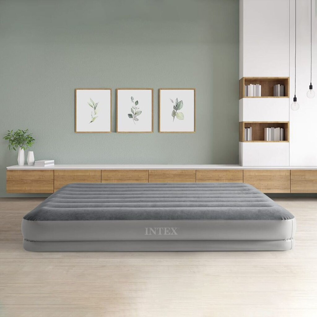 Ilmatäytteinen patja Intex Queen Dura-Beam Prestige USB-pumpulla, 152x203x30 cm, harmaa hinta ja tiedot | Ilmapatjat | hobbyhall.fi