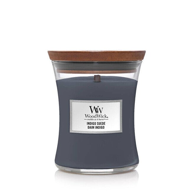 WoodWick Tuoksukynttilä Indigo Suede, 275 g hinta ja tiedot | Kynttilät ja kynttilänjalat | hobbyhall.fi