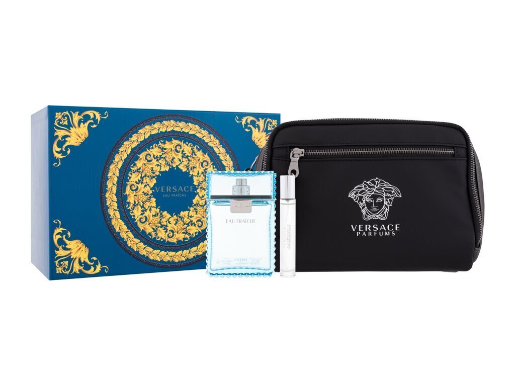 Versace Man Eau Fraiche: tuoksu 100 ml + tuoksu 10 ml + kosmetiikkapussi lahjasetti miehille hinta ja tiedot | Miesten hajuvedet | hobbyhall.fi