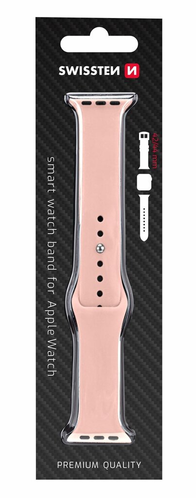 Ranneke Swissten Silicone Band for Apple Watch 42-44mm, Pink hinta ja tiedot | Älykellojen ja aktiivisuusrannekkeiden lisätarvikkeet | hobbyhall.fi