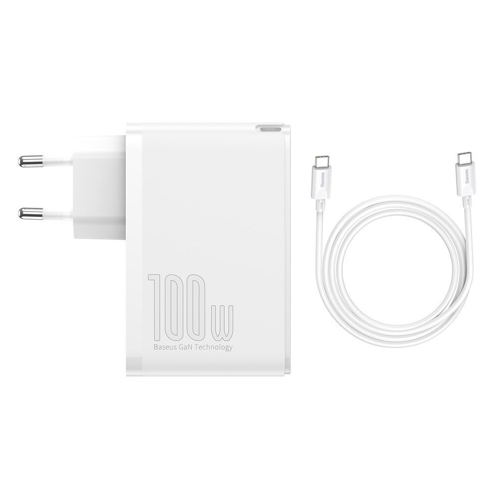 Baseus GaN2 Pro, 100 W USB / USB Type C Quick Charge 4+ Power Delivery valkoinen (CCGAN2P-L02) hinta ja tiedot | Puhelimen laturit | hobbyhall.fi