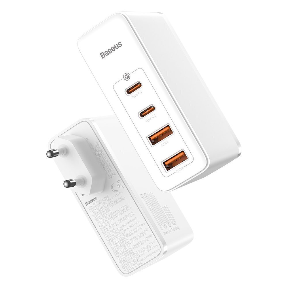 Baseus GaN2 Pro, 100 W USB / USB Type C Quick Charge 4+ Power Delivery valkoinen (CCGAN2P-L02) hinta ja tiedot | Puhelimen laturit | hobbyhall.fi