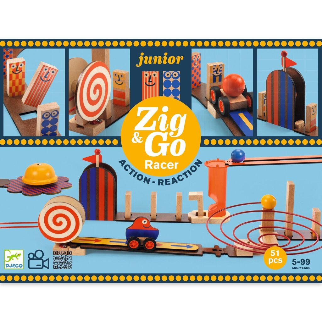 Puinen rakennussetti DJECO DJ05650 Zig & Go Junior - Racer (51 kpl.) hinta ja tiedot | LEGOT ja rakennuslelut | hobbyhall.fi