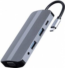 Gembird USB Type-C 8-in-1 Silver hinta ja tiedot | Adapterit | hobbyhall.fi