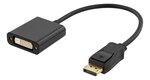 Deltaco DVI-I Single Link - DisplayPort, 1080p 60Hz, 0.2m, musta / DP-DVI14-K / 00110017