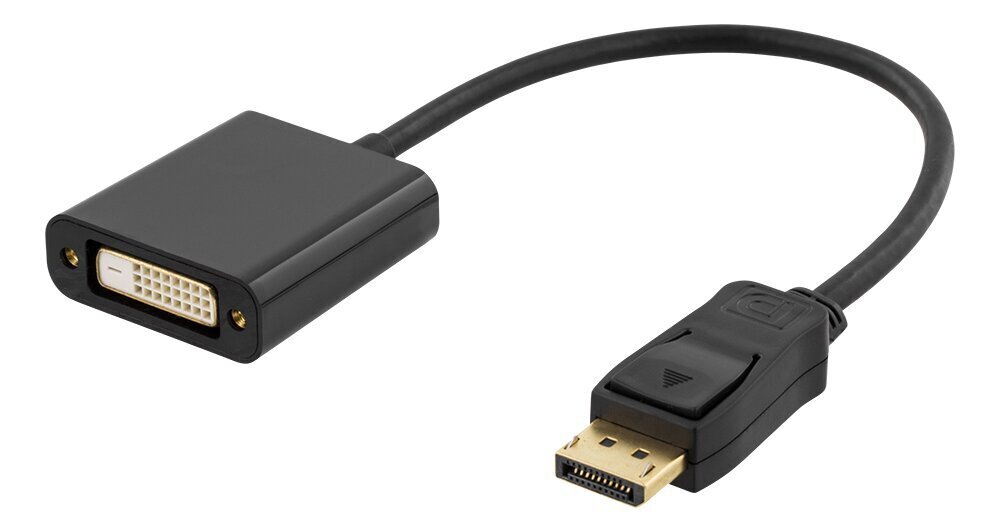 Deltaco DVI-I Single Link - DisplayPort, 1080p 60Hz, 0.2m, musta / DP-DVI14-K / 00110017 hinta ja tiedot | Adapterit | hobbyhall.fi