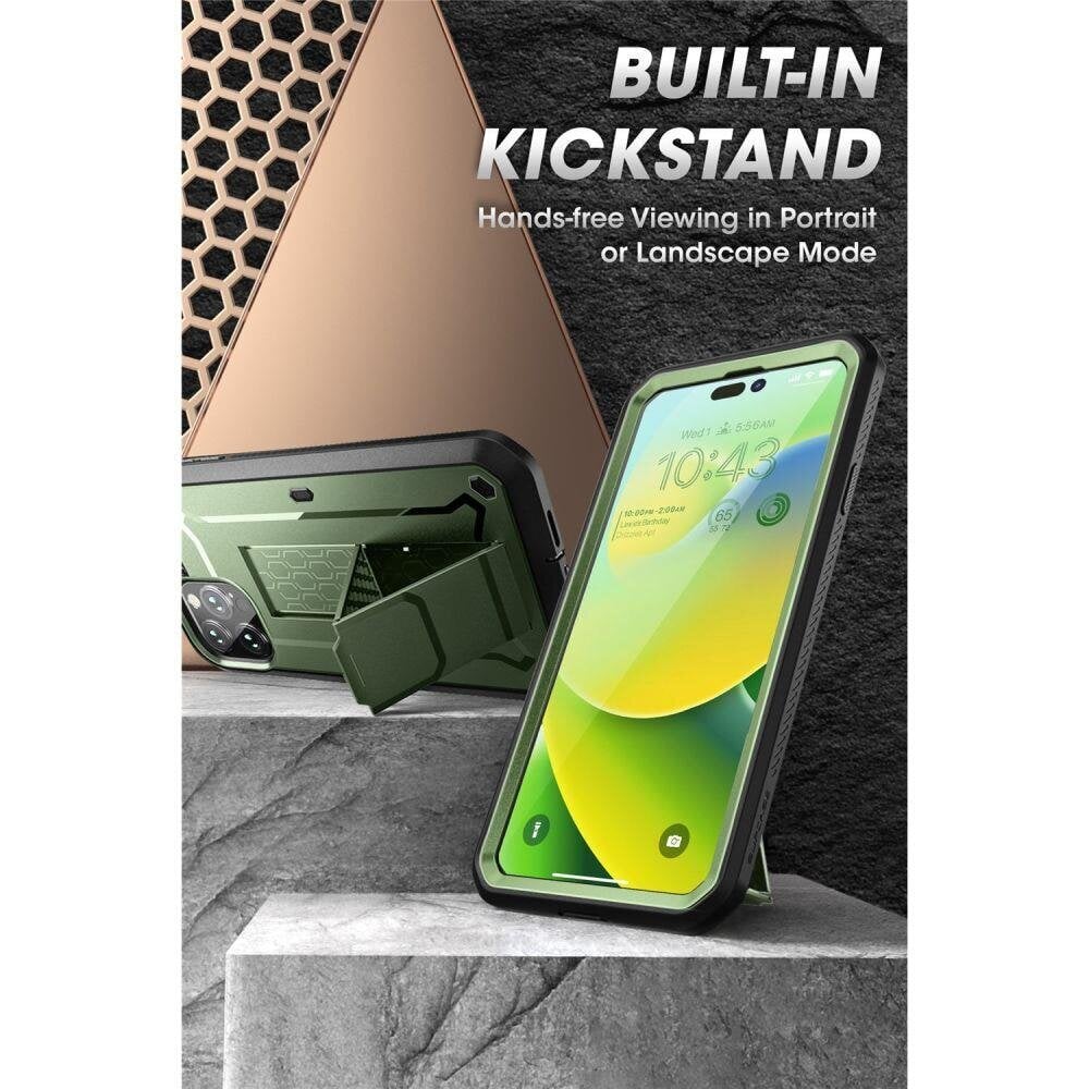 Supcase Unicorn Beetle Pro, iPhone 14 Pro vihreä hinta ja tiedot | Puhelimen kuoret ja kotelot | hobbyhall.fi