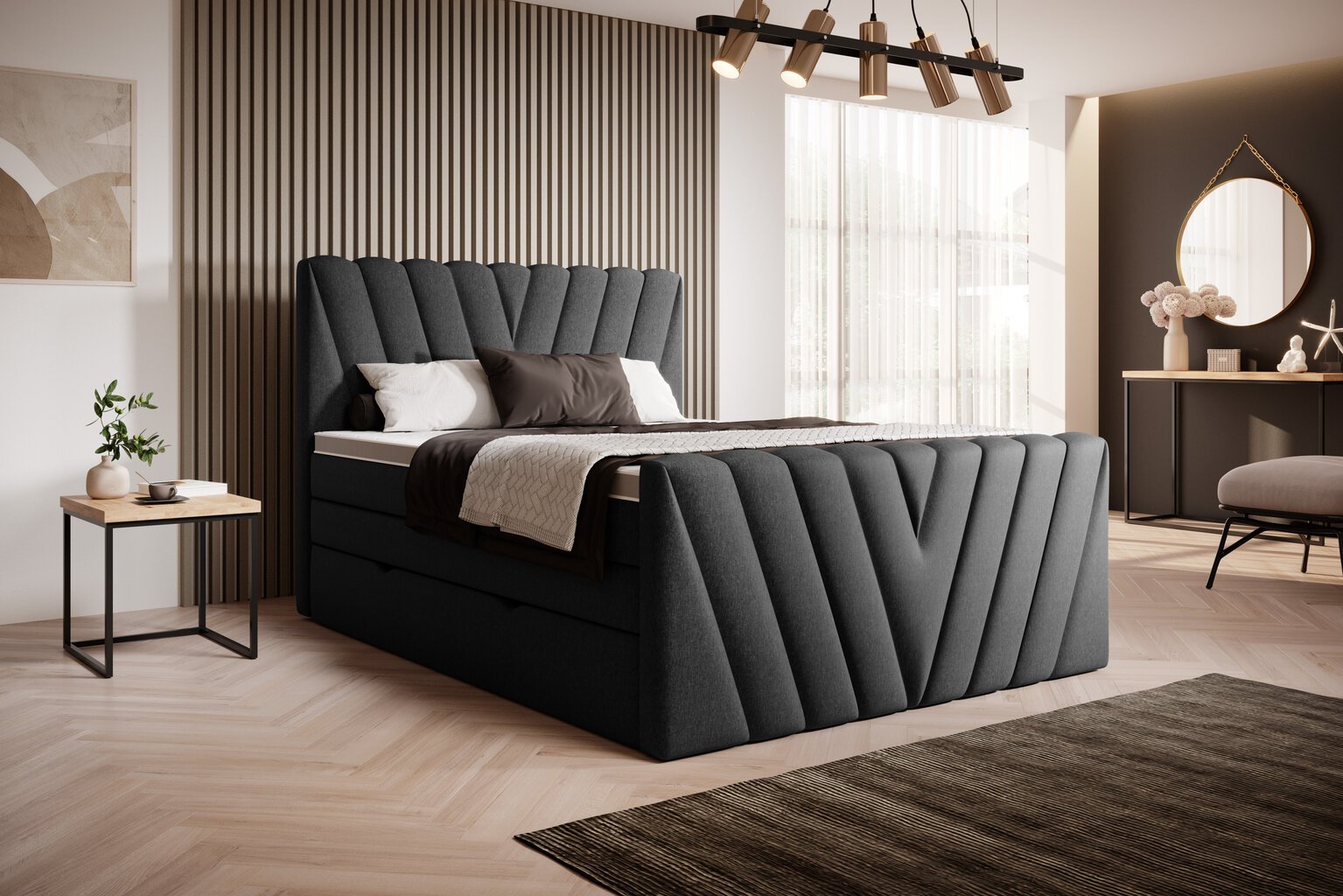 Sänky NORE Candice Flores 10, 180x200 cm, musta hinta ja tiedot | Sängyt | hobbyhall.fi