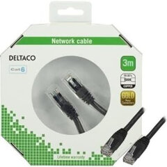 Deltaco U/UTP Cat6, 3m, musta / TP-63S-K / 00210010 hinta ja tiedot | Kaapelit ja adapterit | hobbyhall.fi