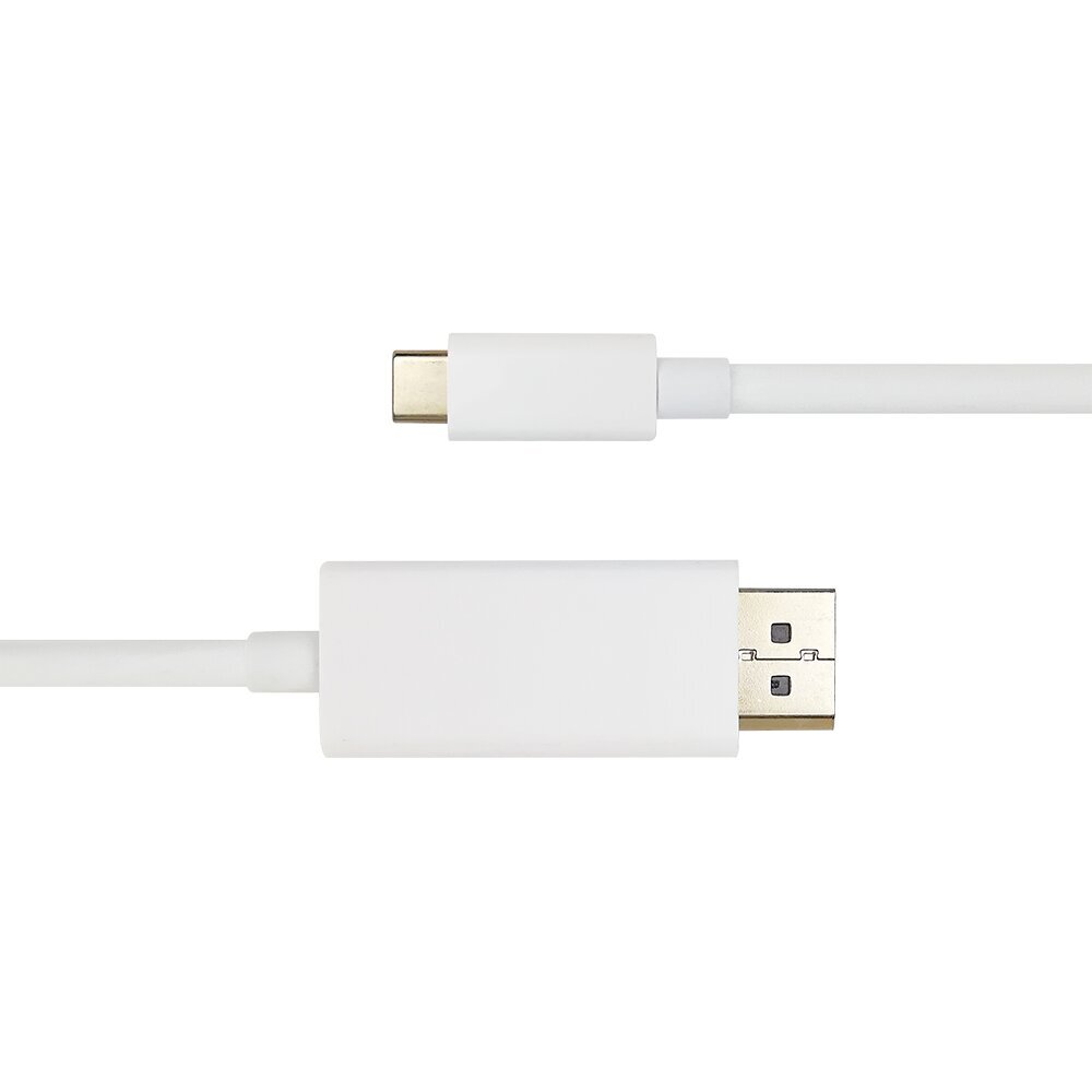 USB-C - DisplayPort-kaapeli Deltaco 4K UHD, kullatut liittimet, 1m, valkoinen / USBC-DP101-K / 00140013 hinta ja tiedot | Kaapelit ja adapterit | hobbyhall.fi