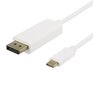 USB-C - DisplayPort-kaapeli Deltaco 4K UHD, kullatut liittimet, 1m, valkoinen / USBC-DP101-K / 00140013 hinta ja tiedot | Kaapelit ja adapterit | hobbyhall.fi