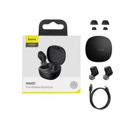 Baseus Encok TWS, Bluetooth 5.3 Wireless, Black (WM01) hinta ja tiedot | Baseus Tietokoneet ja pelaaminen | hobbyhall.fi