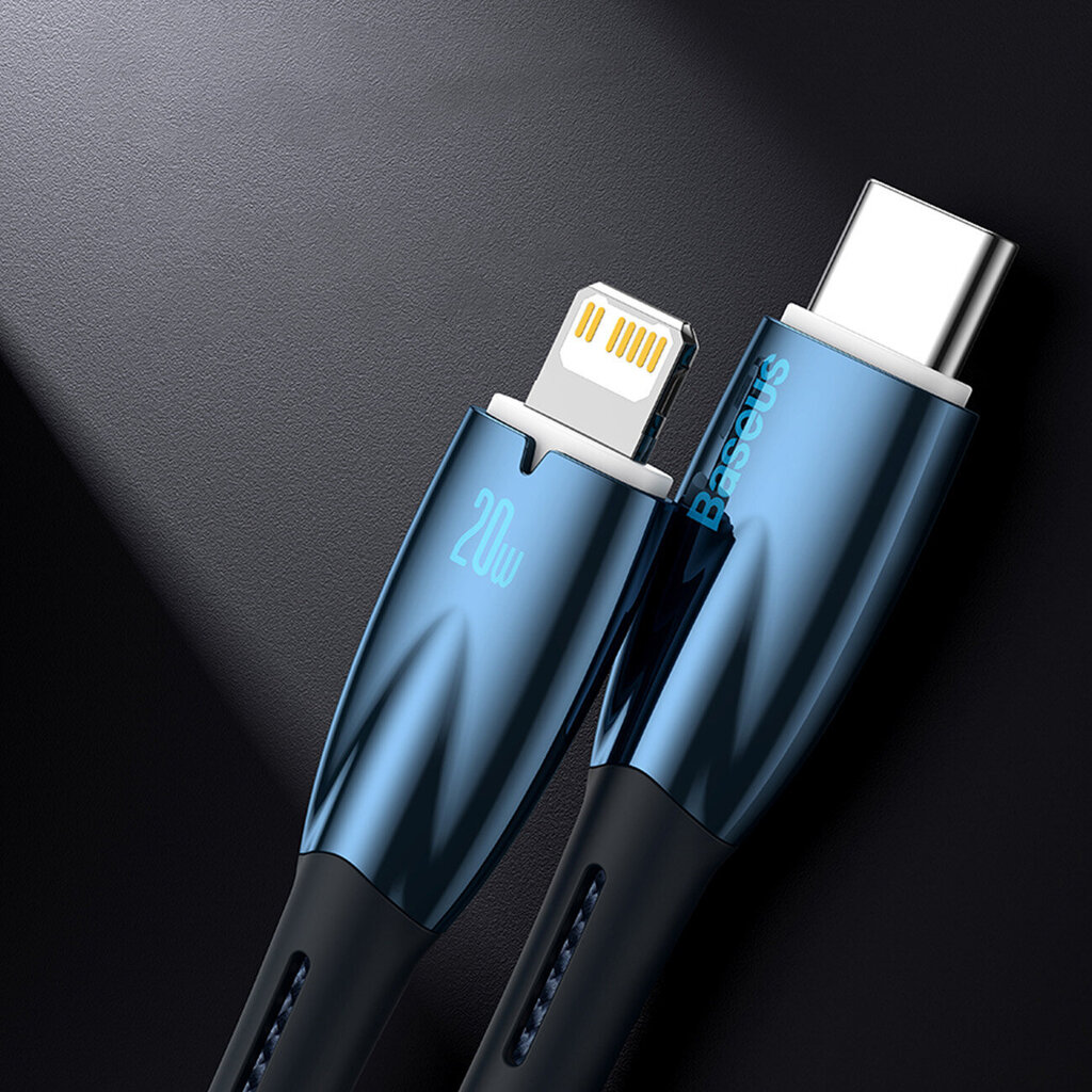 Baseus Glimmer Series, nopea lataus USB-C 480Mb/s PD 100W 2m sininen hinta ja tiedot | Puhelinkaapelit | hobbyhall.fi