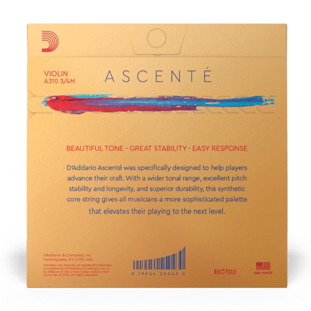 Viulunkielet D'addario Ascente Violin 3/4 Medium A310 3/4M hinta ja tiedot | Soittimien lisätarvikkeet | hobbyhall.fi