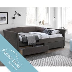 GENESIS sänky HARMONY TOP patjalla (86861) 90 cm x 200 cm, kahdella laatikolla, runko on kangaspäällysteinen, väri: harmaa hinta ja tiedot | Sängyt | hobbyhall.fi