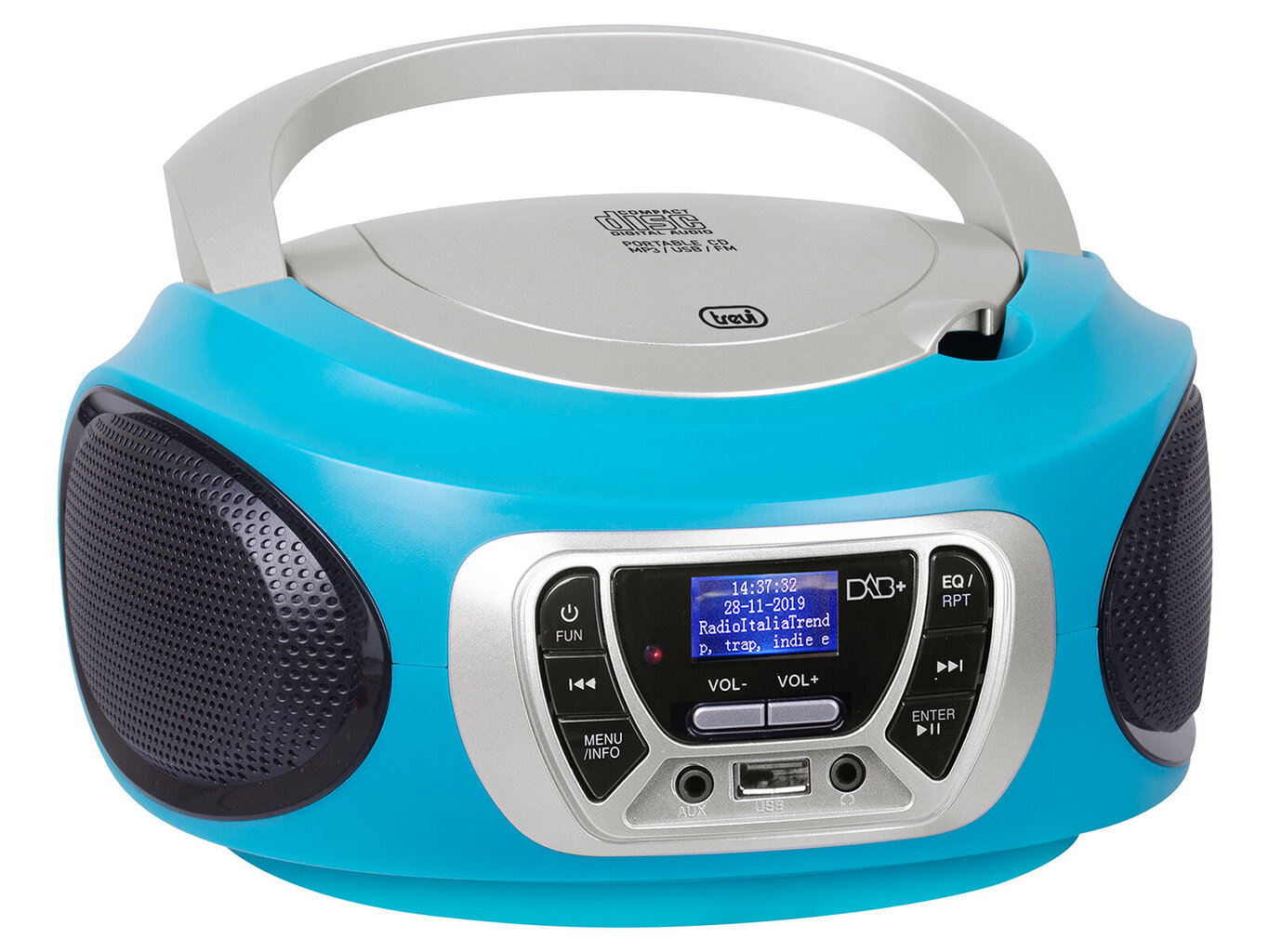 Trevi CMP 510 DAB TURQUOISE kannettava CD-soitin, jossa on radio hinta ja tiedot | Radiot | hobbyhall.fi