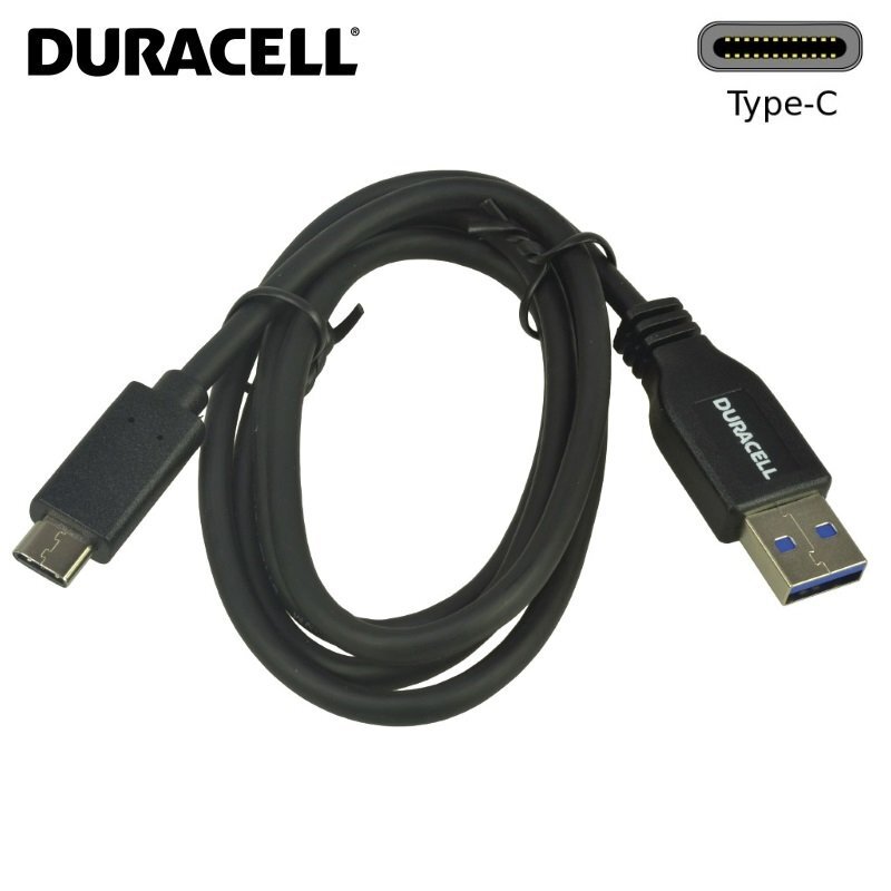 Duracell Universal USB 3.0 Type-A - Type-C Data & laturikaapeli 1m musta hinta ja tiedot | Puhelinkaapelit | hobbyhall.fi